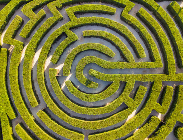 labirinto de arbustos no parque botânico - ayia napa chipre - labirinto - fotografias e filmes do acervo