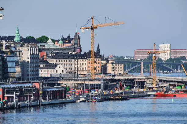 Stockholm, Sweden - August 27, 2019: View of the construction site of project Slussen.