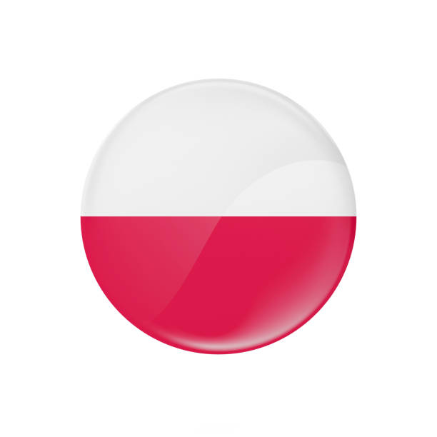 POLISH Flag Button - 3D Rendering stock photo