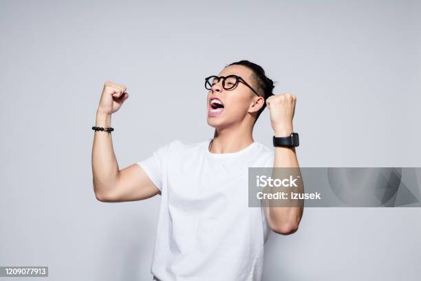 Portrait Of Excited Asian Winner Stock Photo - Download Image Now - Asian and Indian Ethnicities, Men, Portrait