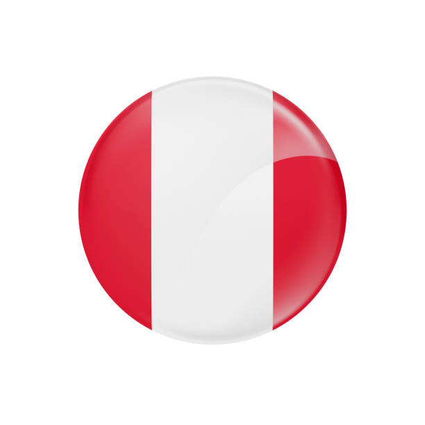 PERUVIAN Flag Button - 3D Rendering PERUVIAN Flag Button - 3D Rendering thailand flag round stock pictures, royalty-free photos & images