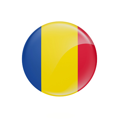 ROMANIAN Flag Button - 3D Rendering