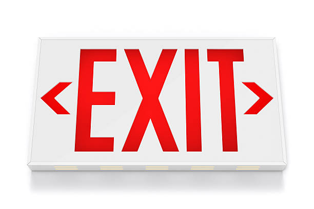 Emergency Exit Sign Emergency Exit Sign on White Background with clipping path exit sign photos stock pictures, royalty-free photos & images