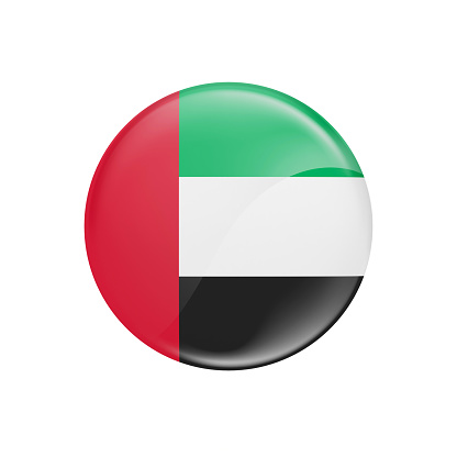 UNITED ARAB EMIRATES Flag Button - 3D Rendering