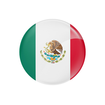 MEXICAN Flag Button - 3D Rendering