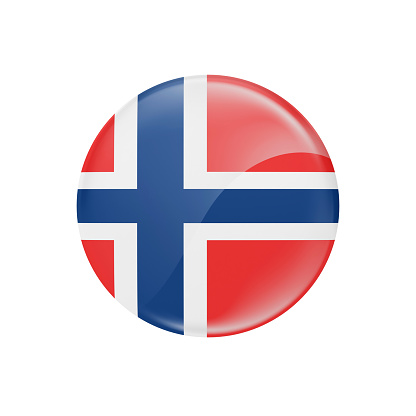 NORWEGIAN Flag Button - 3D Rendering