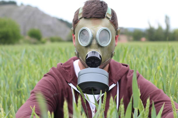 istock Man wearing retro mask to avoid a virus contagion 1209078223