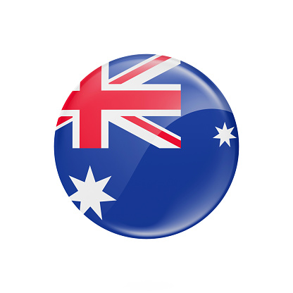 AUSTRALIAN Flag Button - 3D Rendering