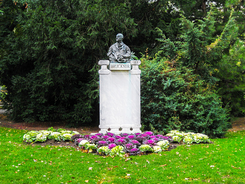 Vienna, Austria - October 20, 2009: Monument to Josef Anton Bruckner at Wiener Stadtpark or the City Park of Vienna
