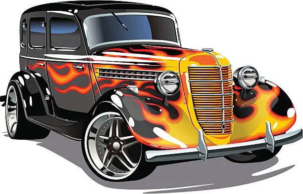 Vector illustration of Vector retro hotrod