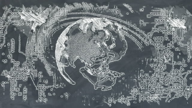 world earth on chalkboard