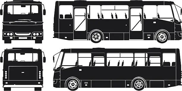 Vector illustration of Vector city bus silhouettes