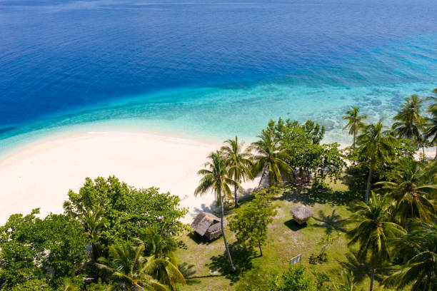 istock Perfect white sand beach with tropical trees. Mahaba Island, Philippines. 1209086301