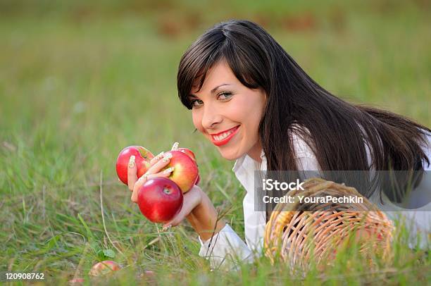 Woman With Apple Stock Photo - Download Image Now - 20-24 Years, Adult, Adults Only