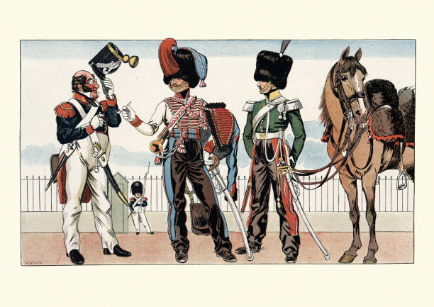 istock French military uniforms 1840s, Voltigeur, Hussar, Chasseur, cavalry, 19th Century 1209093382