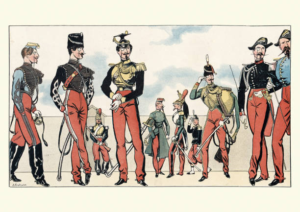 istock French military uniforms 1860s, Cavalry, Hussar, Chasseur, Lancer, Dragoon, Cuirassier 1209093476