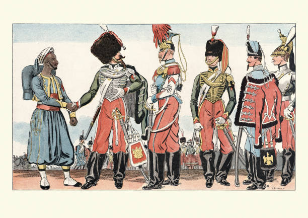 istock French military uniforms 1860s. Imperial Guard, Tirailleur, Lancer, Guide, Hussar 1209093530