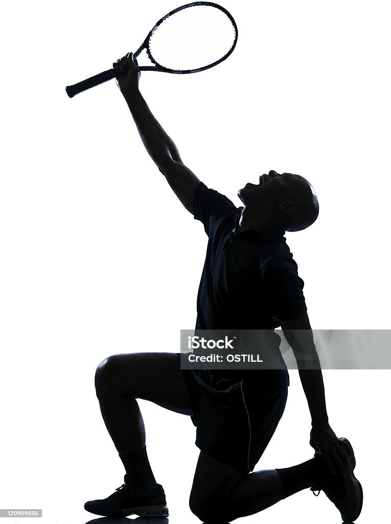 Mann tennis-silhouette - Lizenzfrei Afrikanischer Abstammung Stock-Foto