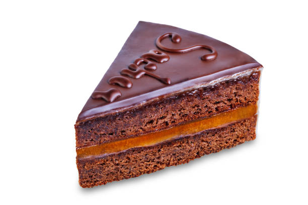 istock Chocolate sacher cake on a white isolated background 1209096136