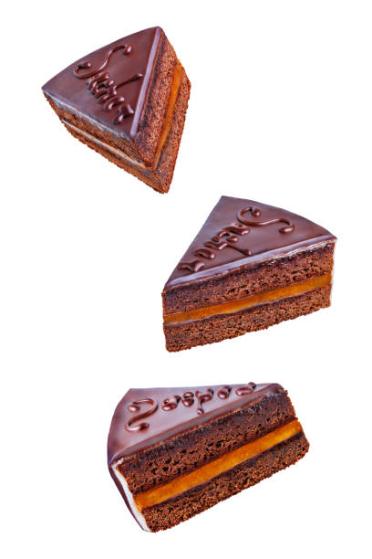 istock Chocolate sacher cake on a white isolated background 1209096160