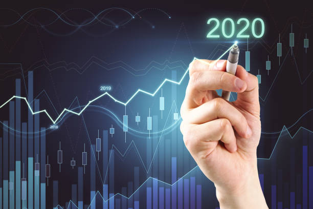 istock Hand drawing chart of success in 2020 year 1209096255