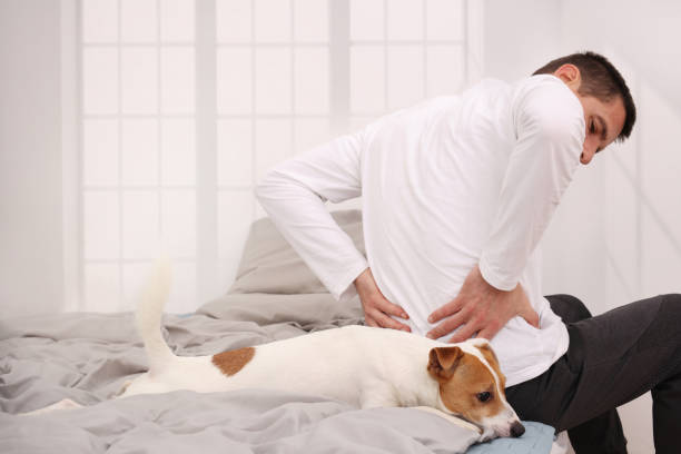 istock Man suffering from back pain. Pain relief concept. 1209099342