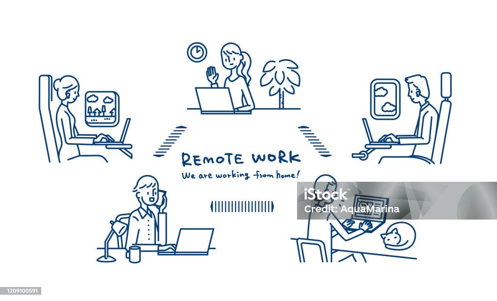 remote work telework Telecommuting stock vector