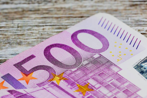 Detail of a purple 500 euro banknote