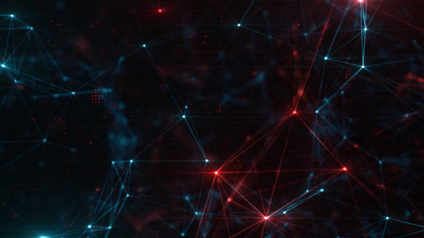 istock Abstract plexus structure of many glowing lines and particles. Connection concept. Creative technological background with digital composition and optical flares. 3d rendering 1209104643