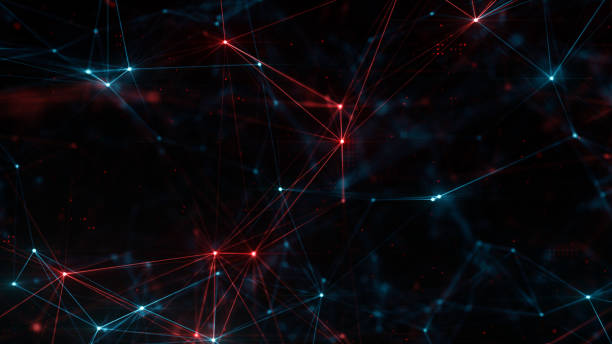 istock Abstract plexus structure of many glowing lines and particles. Connection concept. Creative technological background with digital composition and optical flares. 3d rendering 1209104644