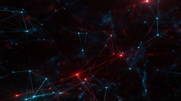 istock Abstract plexus structure of many glowing lines and particles. Connection concept. Creative technological background with digital composition and optical flares. 3d rendering 1209104680