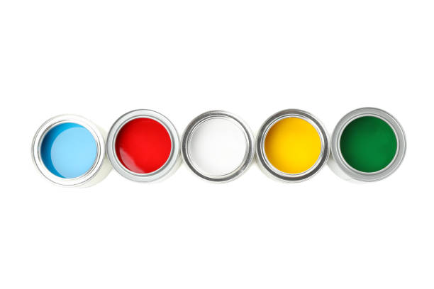 istock Cans of different paints isolated on white background 1209105353