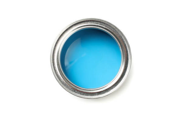 istock Can of blue paint isolated on white background 1209105546