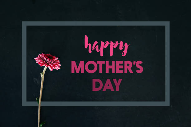 fiore della festa della mamma con testo - mothers day frame flower single flower foto e immagini stock