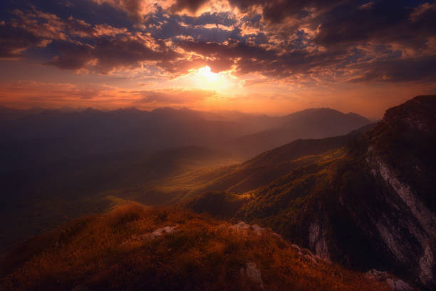 istock Sunrise over Caucasus Mountains. Beautiful Idyllic summer landscape 1209113496