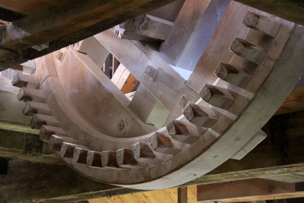 istock Old wooden gears in an old windmill. 1209114984