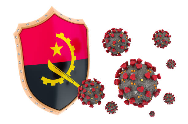 istock Protection of Angola from coronavirus. 3D rendering isolated on white background 1209116083