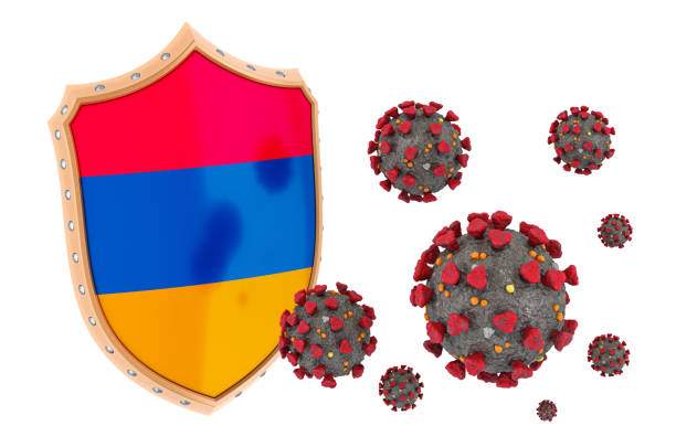 istock Protection of Armenia from coronavirus. 3D rendering isolated on white background 1209116125