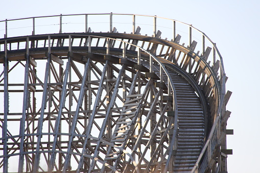Part of the conversation of a wooden roller coaster.