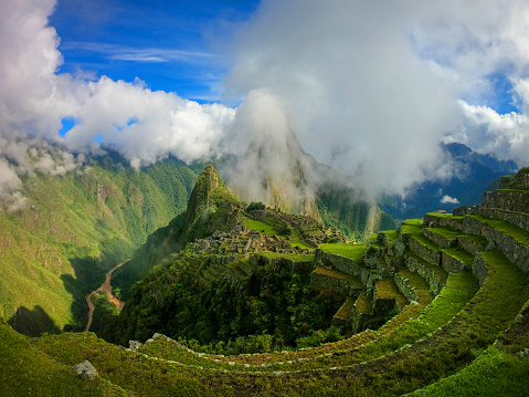 Machu Picchu Incan ruins, taken from the mid terrace
