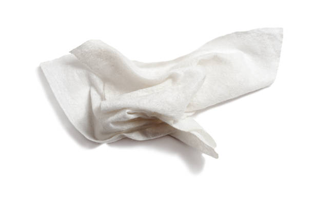 used and crumpled wet paper towel on a white background. - paper white garbage nobody imagens e fotografias de stock