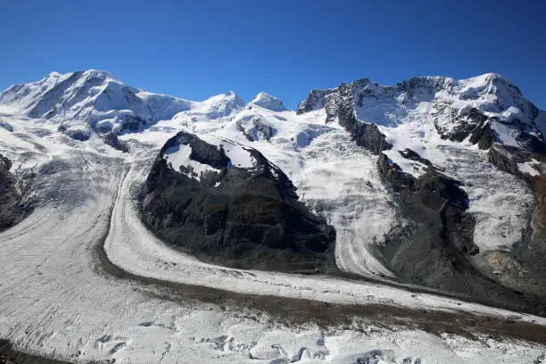 Monte Rosa with Gorner Glacier. Zermatt. Switzerland