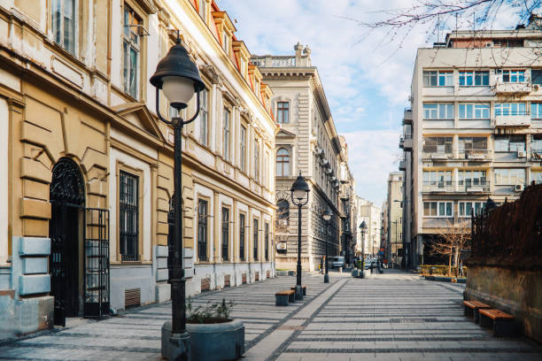 Typical streets of Belgrade, Serbia in the old city center area.