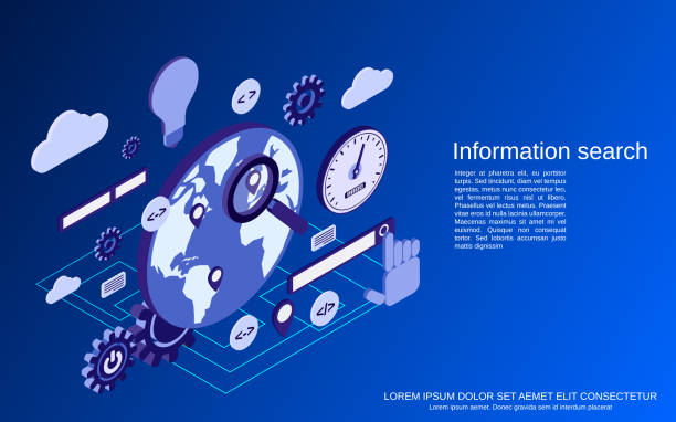 illustrazioni stock, clip art, cartoni animati e icone di tendenza di concetto di vettore di ricerca di informazioni globali - speed internet speedometer computer mouse