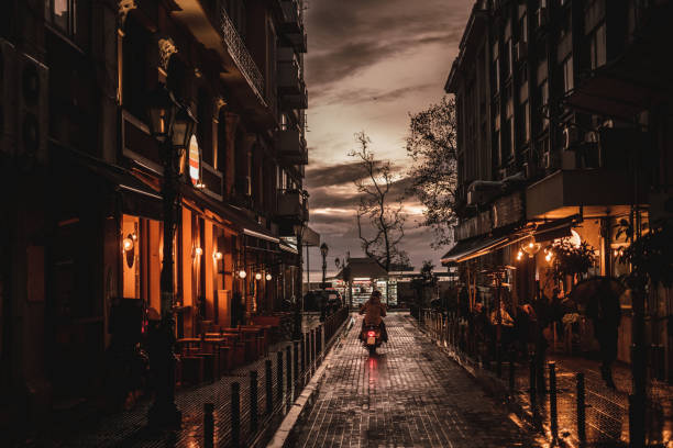 City street during sunset