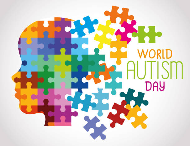 world autism day and head of puzzle pieces world autism day and head of puzzle pieces vector illustration design autism stock illustrations