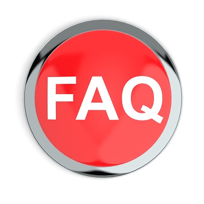 Red Faq Button Isolated on White Background 3D Render