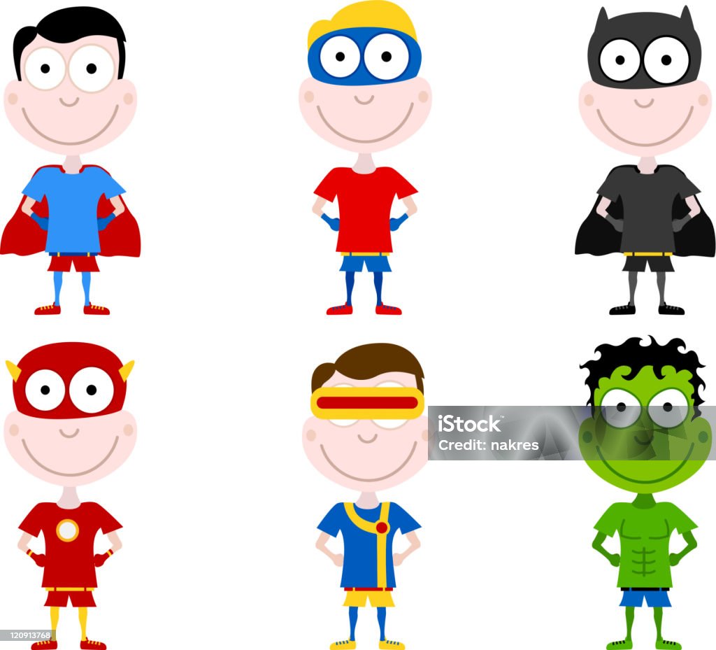 Mignon super héros - clipart vectoriel de Petits garçons libre de droits