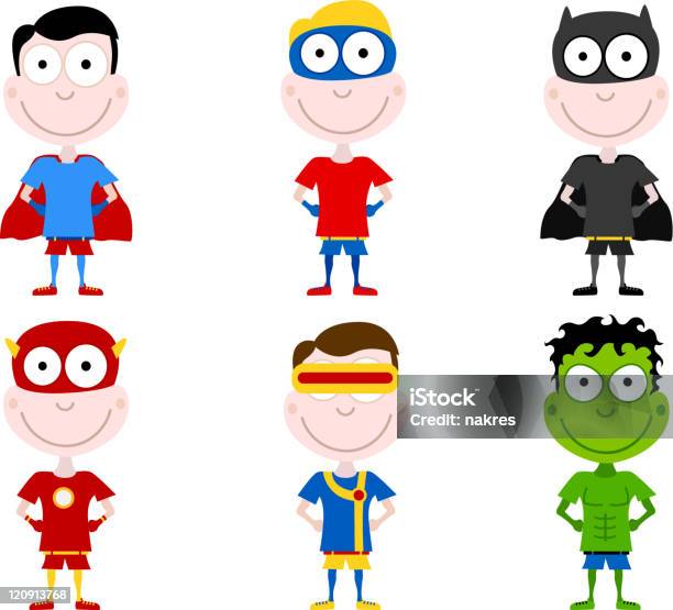 Mignon Super Héros Vecteurs libres de droits et plus d'images vectorielles de Petits garçons - Petits garçons, Cartoon, Collection