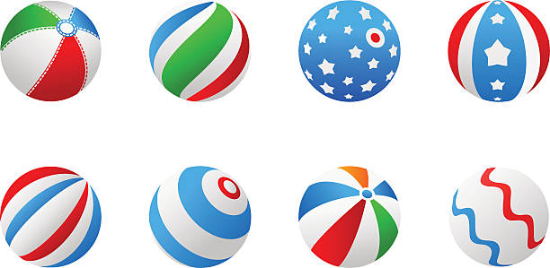 ilustrações, clipart, desenhos animados e ícones de bolas - beach ball ball sphere red